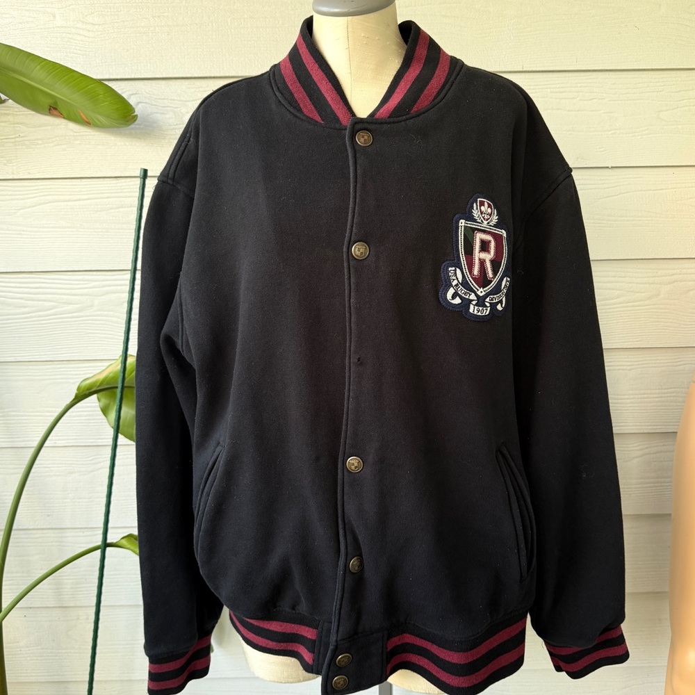 Vintage Vintage USA Rugby 1897 Mens Black Varsity Jacket‎ Size 4XL